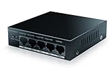 Amcrest 5-Port POE+ Switch with Metal Housing, 4-Ports POE+ Power Over Ethernet Plus 802.3at 58w (AMPS5E4P-AT-58)