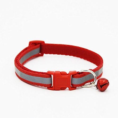 OrliverHL Fashion Colorful Reflective Pet Cat Dog Collar with Bell Pet Breakaway Collar,Red