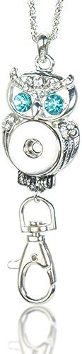 Soleebee 35.4 inches Silver Chain ID Badge Lanyard Necklace Snaps Jewelry Pendant Swivel Oval Clasp for ID Badges Keys (Cute Owl)