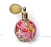 Large Glass Empty Perfume Bottle Atomizer with Sprayer Bulb and Painted Pink Roses