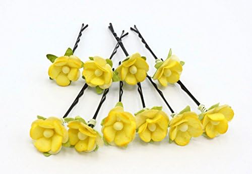 Siam2u Rose Hair Pins. Rustic Wedding Hair Accessories Handmade Paper Flower Bobby Pins for Her Paper Flower Hair Clips.