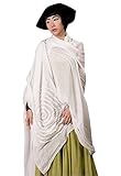 Yesno O159 Women Large Scarves Wraps Poncho Shawl for Dress Casual Embroidery 100% Cotton