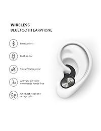 Bassbeat Total Auriculares inalámbricos Total Auriculares inalámbricos con micrófono y resistente al sudor Auriculares estéreo Bluetooth inalámbricos para iPhone, Android para Deporte o Conducción, Negro, Negro