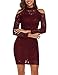 SE MIU Women's Halter Cold Shoulder Long Sleeve Floral Lace Bodycon Party Pencil Dress