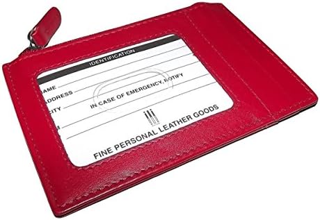 Italia Leather Women's RFID Blocking Slim Card Case ID Wallet Red