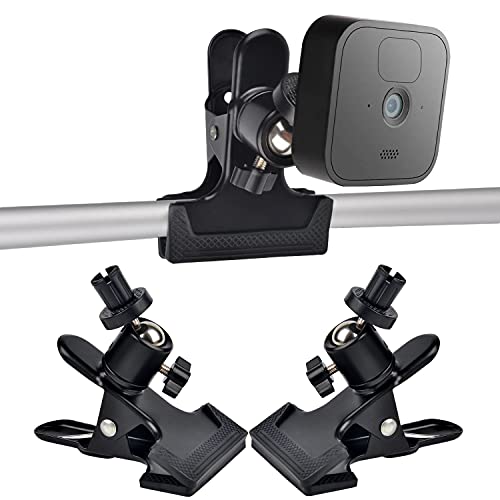 Metal Clip Stand for All-New Blink Outdoor/Indoor Camera/Blink XT / XT2, Blink Mini,Weatherproof,Not Need to Drill, No Holes, No Damage to Your Furniture and Wall-Black(2 Pack)