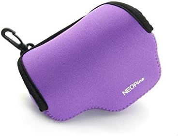 DigiRole Neoprene Camera Case Bag for Sony Alpha a6500, Sony Alpha a6300 with 16-50 Lens, Sony A6500 case (Purple) with Tempered Glass Screen Protector