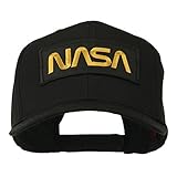 Black NASA Embroidered Patched High Profile Cap - Black