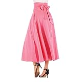 NREALY New Women's High Waist Pleated A Line Long