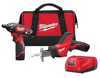 MILWAUKEE ELECTRIC TOOL 2490-22 M12 Cordless 12V Lithium-Ion 2 Tool Combo Kit with Two Batteries 