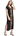 Milumia Women's Bohemian Floral Embroidery Split Maxi Dress Cover Ups Black M