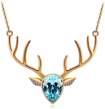 Womans Girls Austrian Crystal Milu Deer Antlers Clavicle Chain Pendant Necklaces A1