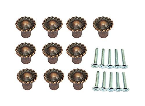 QCAA Mini-Decorative Knob, 3/4", for Jewelry Boxes, Drawers, Craft Porject, Antique Copper, 10 Pack, Made in Taiwan