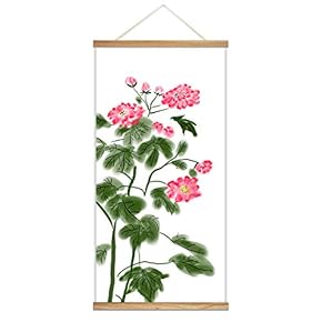 Hanging Poster Wooden Framed Beautiful Winter Flowers Theme Home Wall Canvas Prints Ready to Hang - 18"x36"