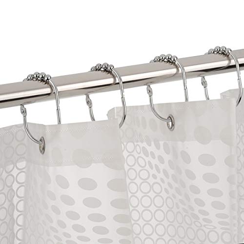 Yoocylii Shower Curtain Hooks, Double Glide Shower Curtain Rings - Rustproof Metal Heavy Duty Roller Bathroom Shower Rods Curtains Liners (Polished Chrome1)