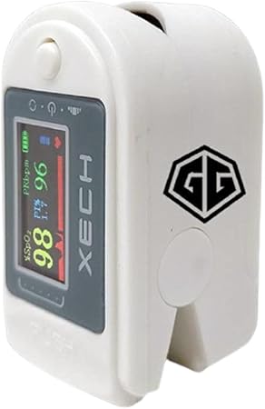 XECH Oxy Beat Finger Pulse Blood Oxygen Oximeter - SpO2 , SpHg ( Heart Rate Graph) and OLED Display Monitor with Free Long Life Battery (White)