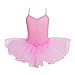 FEESHOW Girls' Gymnastic Camisole Leotard Ballet Dance Dress Tutu Skirt Ballerina Dancing Costumes Pink 3-4