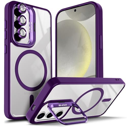 YZB Designed for Samsung Galaxy 26-E Case, Purple | Magnetic Compatible with MagSafe | Built-in Stand & Camera Lens Protector | Anti-Yellowing & Scratch-Resistant Crystal Clear Back Cover