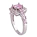 Emsione 925 Sterling Silver Plated Created Pink Topaz Princess Cut CZ Halo Wedding Engagement Anniversary Statement Eternity Ring
