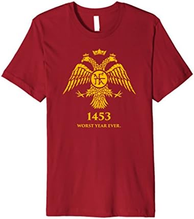 Mens PREMIUM "1453 - Worst Year Ever" Byzantine Empire Distressed 2XL Cranberry