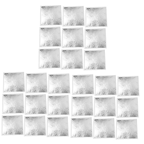 Tofficu 600pcs Silver Gilding Foil for Art Crafts and Decoration Easy to Use Silver Imitation Foil for Projects and Artwork Design