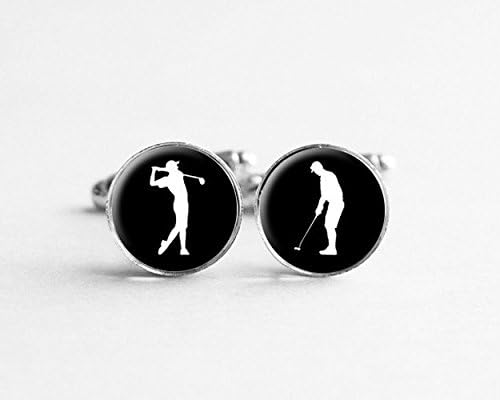 Golf Cufflinks, Sports Jewelry, Fathers Gift,Art Picture Jewelry,Charm Jewelry,Groom Shirt Cifflinks