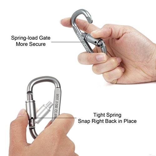 TITECOUGO Aluminum Alloy D-Ring High Strength Carabiner Key Chain Clip Hook For Camping Hiking outdoor (Not for Climbing) Gun Black
