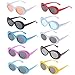 Xgood 10 Colors Clout Oval Goggles Retro Round Lens Sunglasses Oval for Adults, Kids, Large