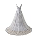 Lady's V Neck Lace Bridesmaids Dress Maxi Prom Dresses Plus Size Mother of The Groom Gown Grey,18w