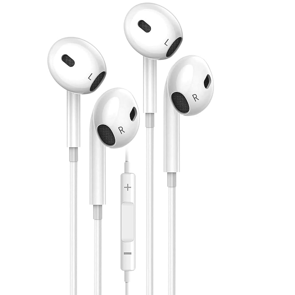 Photo 1 of 2 Packs Wired Headphones for iPhone Earbuds with Built-in Microphone & Volume Control HiFi Stereo Noise Reduction Earphones Compatible with iPhone 14/13/12/11/XR/XS/X/8/7/SE All iOS, Plug and Play