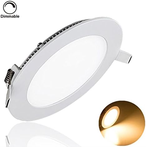 LED Panel Light Dimmable 12W 3000k 960LM Round LED Recessed Lighting, Cut Hole: 6.1-Inch Ultra-thin LED Kitchen Light Fixture with Isolated Power