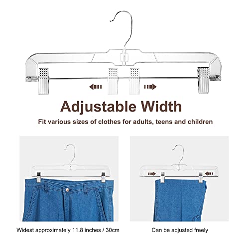 HOUSE DAY 25 Pack 14 inch Clear Plastic Skirt Hangers with Clips, Skirt