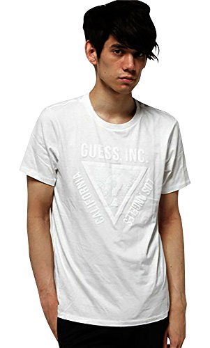GUESS Men's Short-Sleeve Classic Triangle Crewneck Tee True White L