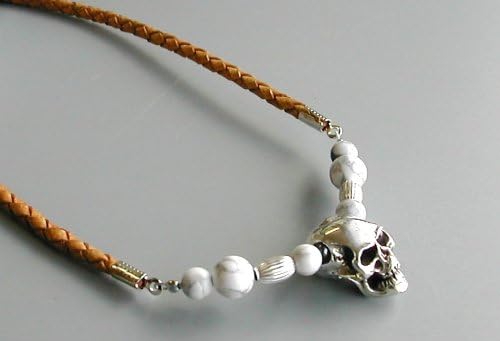 Amazon Co Jp ヘマタイト シルバーネックレス メンズネックレス シルバー 天然石ネックレス レザーネックレス パワーストーン スカル ネックレス ハンドメイド 48cm 茶色 ジュエリー