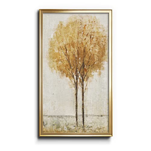 Renditions Gallery Falling Leaves I Home Décor 12"x24" inches Gold Framed Tree…