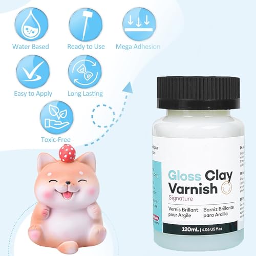Air Dry Clay Glaze - 120ml Clay Varnish, Polymer Clay Glaze, High Gloss Clay Sculpture Sealant for Air Dry Clay Pottery - Waterproof Scratch Resistant Gloss Varnish Clay Glaze for Ceramics