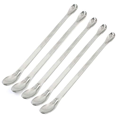 Orgrimmar 10Pcs Double Ended Stainless Steel Experiment Pharmacy Lab Spatula/Laboratory Sampling Mixing Spatula 20cm Long Sampling Spoon
