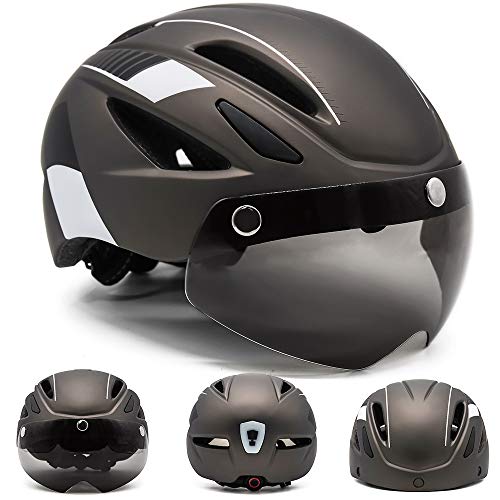 EASTINEAR Adults Bike Helmet Goggle Cycling Helmet with USB Rechargeable Taillight for