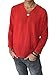 Men's Summer T-shirt 100% Cotton Thai Hippie Shirt V-neck Beach Yoga Top (X-large, Red)