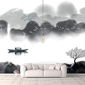 Wall Murals for Bedroom Traditional Chinese Landscape View Large Removable Wallpaper Peel and Stick Wall Stickers - 66x96 inches