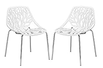 Poly and Bark Birds Nest Dining Side Chair, White, Set of 2