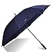 62 Inch Automatic Open Golf Umbrella - Extra Large Oversize Double Canopy Vented - 210T Teflon Rain Repellant Protection Sun, Rain, Sports - Windproof Waterproof Stick Umbrellas, Formal Blue