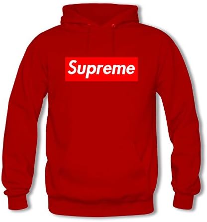 Men's Cool Supreme Logo Printed Pullover Hoodies Small Red