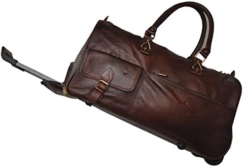 Hidekin Men's Travelling Finesse Canum Leather Trolly Travel Bag Free Size Brown