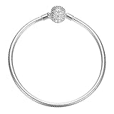 SOUFEEL 925 Sterling Silver Bracelet Crystal Clasp Charm Bracelets Snake Chain Bracelets 7.1 Inch (18CM)