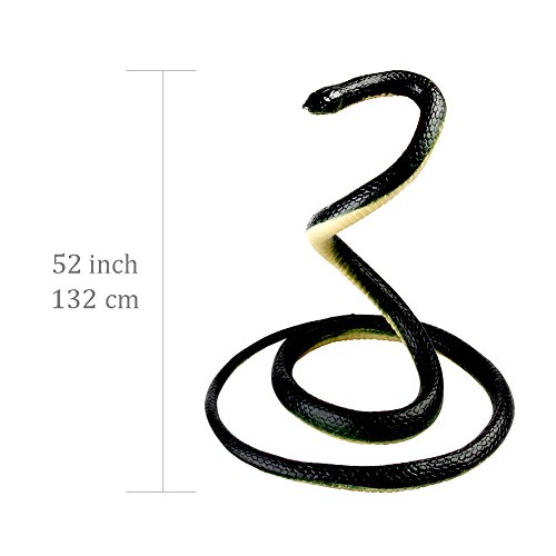 Nakimo Realistic Rubber Fake Snake Toy 52 Inch Mamba for Garden Props and Practical Joke