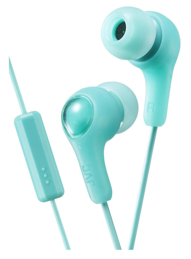 JVC Gumy Plus In Ear Headphones Earphones with Bass Boost, Comfortable Earbuds and Built In Mic and Remote for Call Handling, Green — image 1