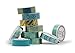 Washi Tape Foil Set [10 Rolls] - 330 Feet Long - Acrylic Organizer and Dispenser Box - Decorative Washi Tapes - Colorful Craft Tape - Adhesive Decor Masking Tape with Gift Box by ArtQ - Turquoise