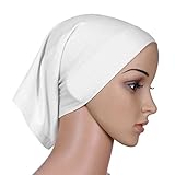 Weixinbuy Women Hijab Cap Under Scarf Bone Bonnet Head Cover Up White