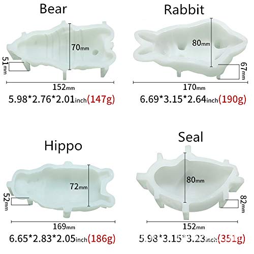 Animal Silicone Mousse Mold Dog Bear Rabbit Hippo Seal Cake Dessert Fondant Mould Chocolates Pastry Pan Bakeware Soap Candle Making Plaster Mold Candy Cake Resin Molds 3D Cake Baking Decoration Tool